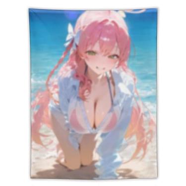 Imagem de LIEGBMEU Tapeçaria de biquíni sexy anime menina 152.4 cm x 203.2 cm interior exterior parede colcha arte decoração de tapeçaria caprichosa, AF411