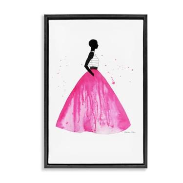 Imagem de Stupell Industries Saia de baile rosa com moldura preta flutuante design de arte de parede por Simone Elum, 25 x 17