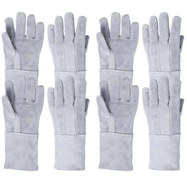 Imagem de Kit 10 Pares Luva de Raspa em Couro Punho 15 Proteção Individual EPI Segurança do Trabalho Soldador Construção Civil