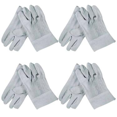 Imagem de Kit 10 Pares Luva de Raspa em Couro Punho 15 Proteção Individual EPI Segurança do Trabalho Soldador Construção Civil Indústrial