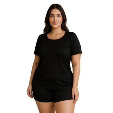 Imagem de Pijama Plus Size de Suede Canelado Blusa e Short Baby Doll Juliana 50 52 54 56-Feminino