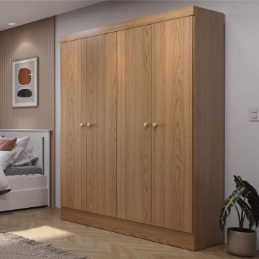 Imagem de Guarda-Roupa Solteiro 4 Portas Jacob 135 cm - Carvalho