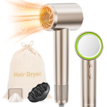 Imagem de Secador de cabelo de 1400 watts com 110 k RPM potente secador de cabelo profissional de alta velocidade iônico com difusor secador de cabelo para mulheres, secador de cabelo supersônico, silencioso