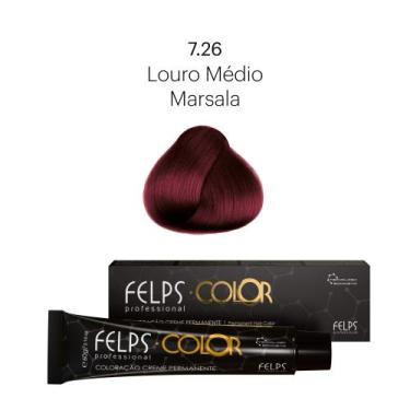 Imagem de Coloração Profissional Felps Color Louro Médio Marsala 7.26 - 60g - Fe