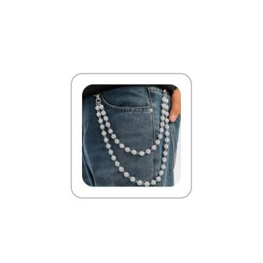 Imagem de LKingel Correntes para calças para homens e mulheres punk beisebol corrente gótica hip hop rock bolso corrente bola diamante camadas jeans corrente para mulheres, 20.8IN, Liga metálica, Sem Pedra