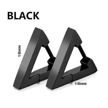 Imagem de Par de Brinco Triângulo Feminino Masculino Aço Inox Pode Molhar Não Es