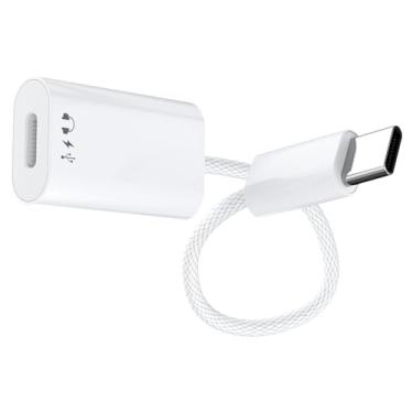 Imagem de Adaptador de áudio de fone de ouvido USB C para Lightning, conversor de fone de ouvido Lightning tipo C macho para fêmea com carregamento/transferência de dados, compatível com iPhone 16/15 Plus/Pro
