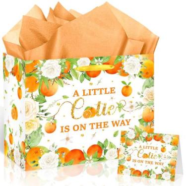 Imagem de Bolsa de presente Frakron Little Cutie Baby Shower Birthday Orange