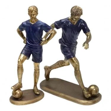 Imagem de Dupla Estatuetas Decorativa Jogadores De Futebol Em Resina - OUTRAS MA