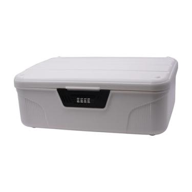 Imagem de AnRui Cofre portátil de 4,2 galões com fechadura, recipiente de armazenamento de plástico bloqueável, organizador de armazenamento de senha para carro, escola, escritório, casa e exterior (branco)