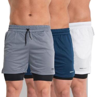 Imagem de KIT 3 Bermuda Academia Masculina 2em1 com Proteção Uv Shorts Duplo de 