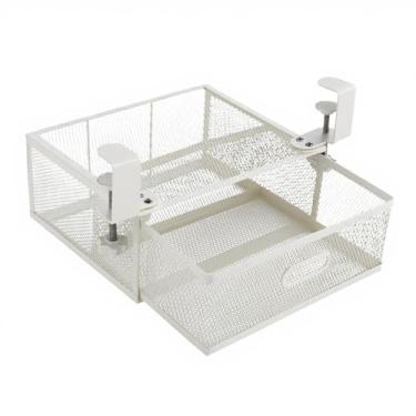 Imagem de KiBcsLic Organizador de gaveta de malha para mesa, prateleira para pendurar, porta-arquivos, grande capacidade, mantém tudo arrumado, invisível, fácil, Branco