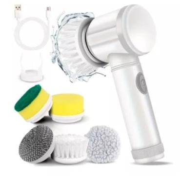 Imagem de Escova Elétrica Lava Louças – Limpeza Giratória Eficiente para Cozinha, Pia, Box e Utensílios