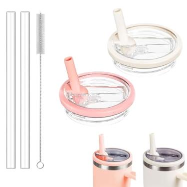 Imagem de Tianhengyi Substituição de tampa de copo de 850 g compatível com Stanley Quencher, creme + rosa