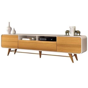 Imagem de Rack Para Sala De Estar 85 Pol Orgânico 220cm Erah B01 Off White Cinam