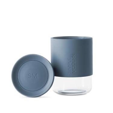 Imagem de Simple Modern Clarity Cup | Copo de café de vidro com tampa de 360° e manga de silicone | Caneca de viagem gelada fria e chá | 340 g | Blue Dune Mix