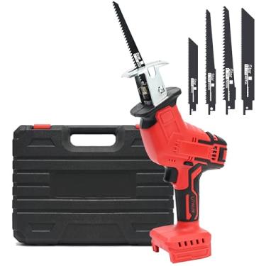 Imagem de Mefape Serra Alternativa Sem Fio E Escovas Compatível Com Bateria Milwaukee M18, Kit Elétrico 4 Lâminas, 3000 Spm, Luz Led Para Madeira, Metal, Tubos De Pvc, Poda Árvores