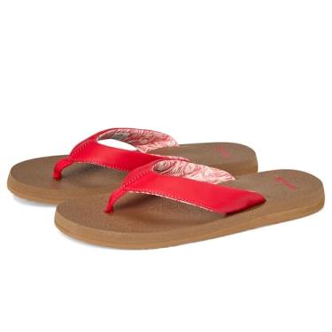 Imagem de Sanuk Yoga Mat II | Chinelos femininos | Sandálias de ioga para mulheres | Sandálias de praia femininas | Palmilha de espuma viscoelástica, Vermelho cereja, 36