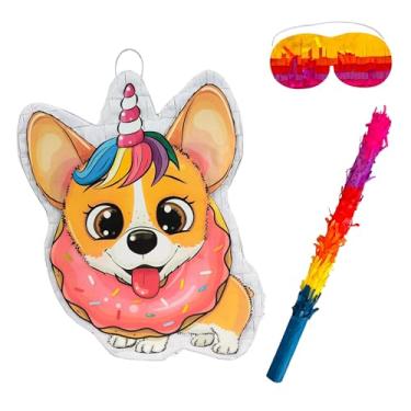 Imagem de My Pet Elephant Dog Donut Pinata Bulk Candy Fill Spill Pinatas - Jogo De Lembrancinha De Festa De Cachorro Para Crianças Meninos Suprimentos De Festas De Aniversário - Tema De Animais Para Chá De Bebê