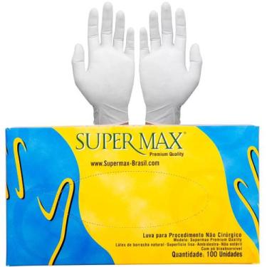 Imagem de Luva Descartável de Látex Branca com pó Supermax, P