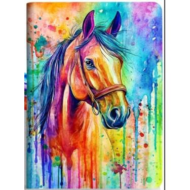 Imagem de Lokigo Capa para iPad 9ª/8ª/7ª geração, 10,2 polegadas (versão 2021/2020/2019), iPad Air 10,5 polegadas (3ª geração) 2019/Pro 10,5 polegadas 2017 com capa rígida translúcida traseira - cavalo