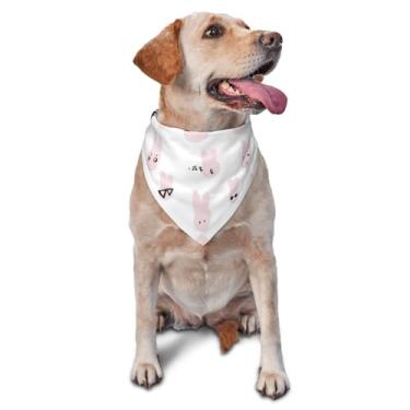 Imagem de vercosee Bandana para cães de Páscoa, cachecol triângulo de Páscoa, cachecol reversível de coelho rosa, para cachorros grandes (coelho)