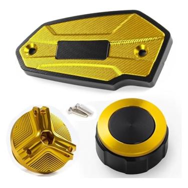 Imagem de Compatível com Z 900 Z900 2017-2022 2023 2024 tampas de fluido de freio dianteiro e traseiro da motocicleta e acessórios de proteção da tampa de enchimento de óleo (conjunto dourado)