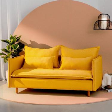 Imagem de Sofá Modular 2 Lugares Pé Madeira Sôma CabeCasa MadeiraMadeira Mostarda