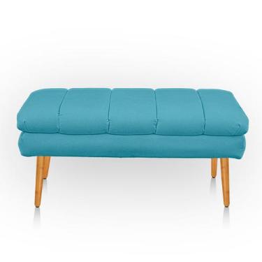 Imagem de Puff Aparador Estofado Italy Decorativo Veludo - Bem Rylex, Azul claro