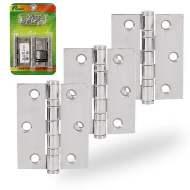 Imagem de 3 Dobradiça Inox Porta 3x2.1/2 Rolamento Polido 25kg Pagé