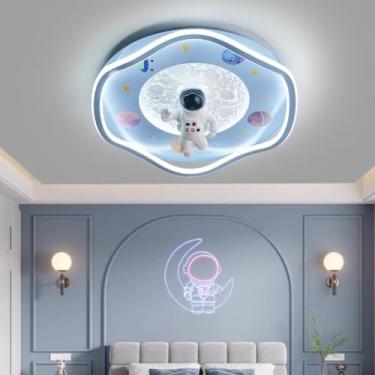 Imagem de Luminária de teto LED para quarto infantil, luz de teto moderna, regulável, com controle remoto, lâmpada suspensa, desenho animado, astronauta, design pt, para meninos, meninas, quarto, quar