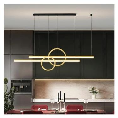 Imagem de - Luminárias pendentes minimalistas com anéis e tiras compatíveis com sala de jantar, sala de estar, quarto, salão de beleza, lustres para casa, luminárias internas, luminárias para lustres