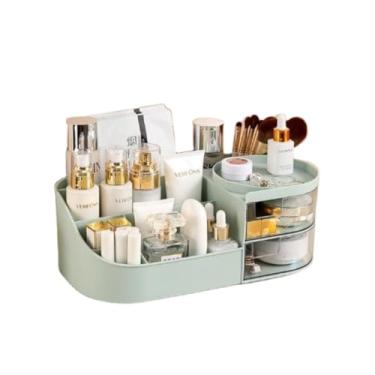 Imagem de Organizador de Mesa Cosméticos Multiuso Escritório Multifuncional Porta Canetas Porta Lápis Maquiagem Make Penteadeira Banheiro Compartimentos Gavetas Ideal para Homeoffice Estudos Infantil (Verde)