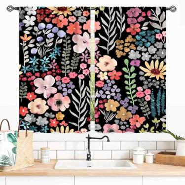 Imagem de Cortinas blecaute floral, flores silvestres, aquarela, flores silvestres, planta, jardim, botânica, estética, country, cortinas de janela rústicas para sala de estar, quarto, cozinha, banheiro, 2