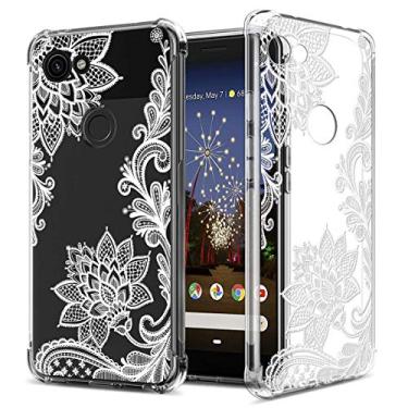 Imagem de GREATRULY Capa de telefone floral transparente bonita para Google Pixel 3a (2019) para mulheres e meninas, design de flores, transparente, fina, macia, à prova de quedas, TPU amortecedor, capa de