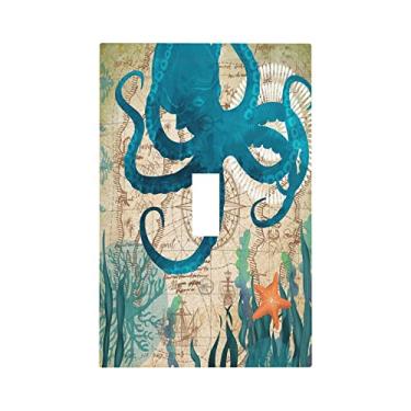 Imagem de Octopus Love Single Toggle Light Switch Cover Cover Coastal Passion Print Decorative Switch Plate Covers Plastic Wall Plates Kitchen Bathroom Home Decor
