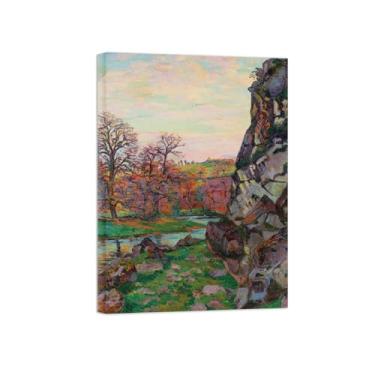 Imagem de Armand Guillaumin Famoso Arte de Parede Pôster-Impressões em Tela para sala de estar-Reprodução pinturas(Rocks 2) 50x70cm Tela Embrulhada