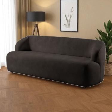 Imagem de Sofá Fixo Noah 3 Lugares Luxo 1,80m Castellar Móbile Sintético Preto