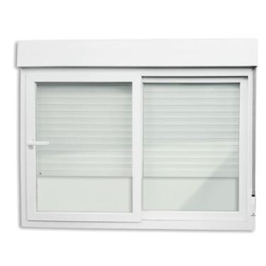 Imagem de Janela Integrada PVC 2 Folhas Vidro Liso com Cremona Itec Branco