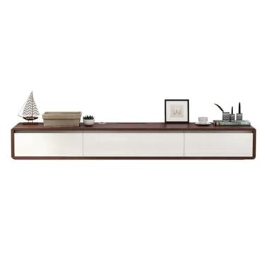 Imagem de Prateleiras montadas na parede de 119.9-239.8 cm Suporte de TV flutuante montado na parede com armários de armazenamento, cores sortidas, centro de console de mídia de entretenimento, comumente usado