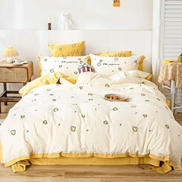 Imagem de Conjunto de quatro peças para quarto de princesa amigo da pele, capa de edredom têxtil para casa, dormitório de estudante, quarto de três peças (tamanho: 1,5 m) (2,0 m)