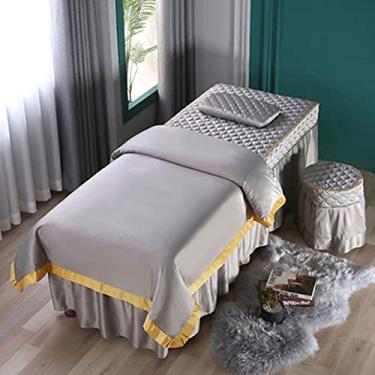 Imagem de Colcha de cama de quatro peças Tencel algodão estilo europeu salão de beleza massagem especial xampu corporal massagem capa de cama (cinza 80 * 190 cm)