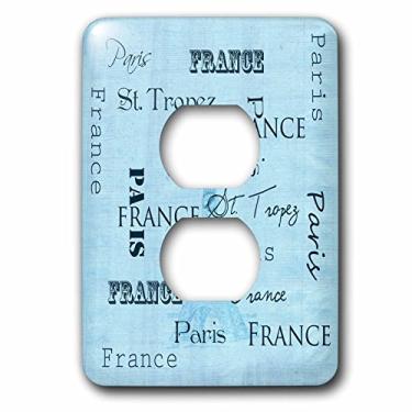 Imagem de 3dRose lsp_110166_6"Paris, Tipografia França com Torre Eiffel - Capa Vintage 2 Tomadas, Multicolorido