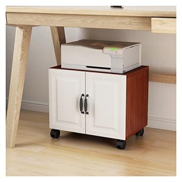 Imagem de Suporte de impressora sob a mesa, suporte de impressora móvel, armário de arquivos, moderno suporte de impressora rolante com armazenamento, escritório, madeira, carrinho de trabalho com rodas