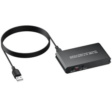 Imagem de CAMWAY Conversor de áudio analógico para digital - 3,5 mm para ARC, RCA para ARC para TV antiga, computador, leitor de MP3, projetor para soundbar ARC, som estéreo, chip Pro, entradas analógicas