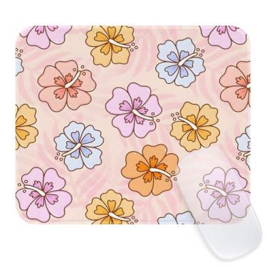 Imagem de Seorsok Tapete de mouse floral colorido florescendo, mouse pads texturizados premium para laptop de escritório, tapetes de mouse quadrados laváveis fofos com bordas costuradas estendidas base de