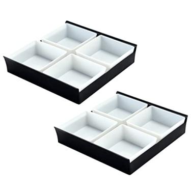 Imagem de Bandeja de servir lanches com tigelas de plástico, bandeja multifuncional para saborear pratos divididos para frutas, biscoitos, aperitivos, doces, A