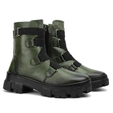 Imagem de Bota Coturno Couro Feminina Cano Médio Zíper Casual Moderna - Polo Cit