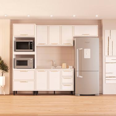 Imagem de Cozinha Modulada 4 Peças sem Pia Amara Politorno Móveis - Branco