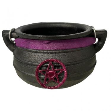 Imagem de Caldeirão da Bruxa Pentagrama  de Ferro Tripé  e Alça 500 ml